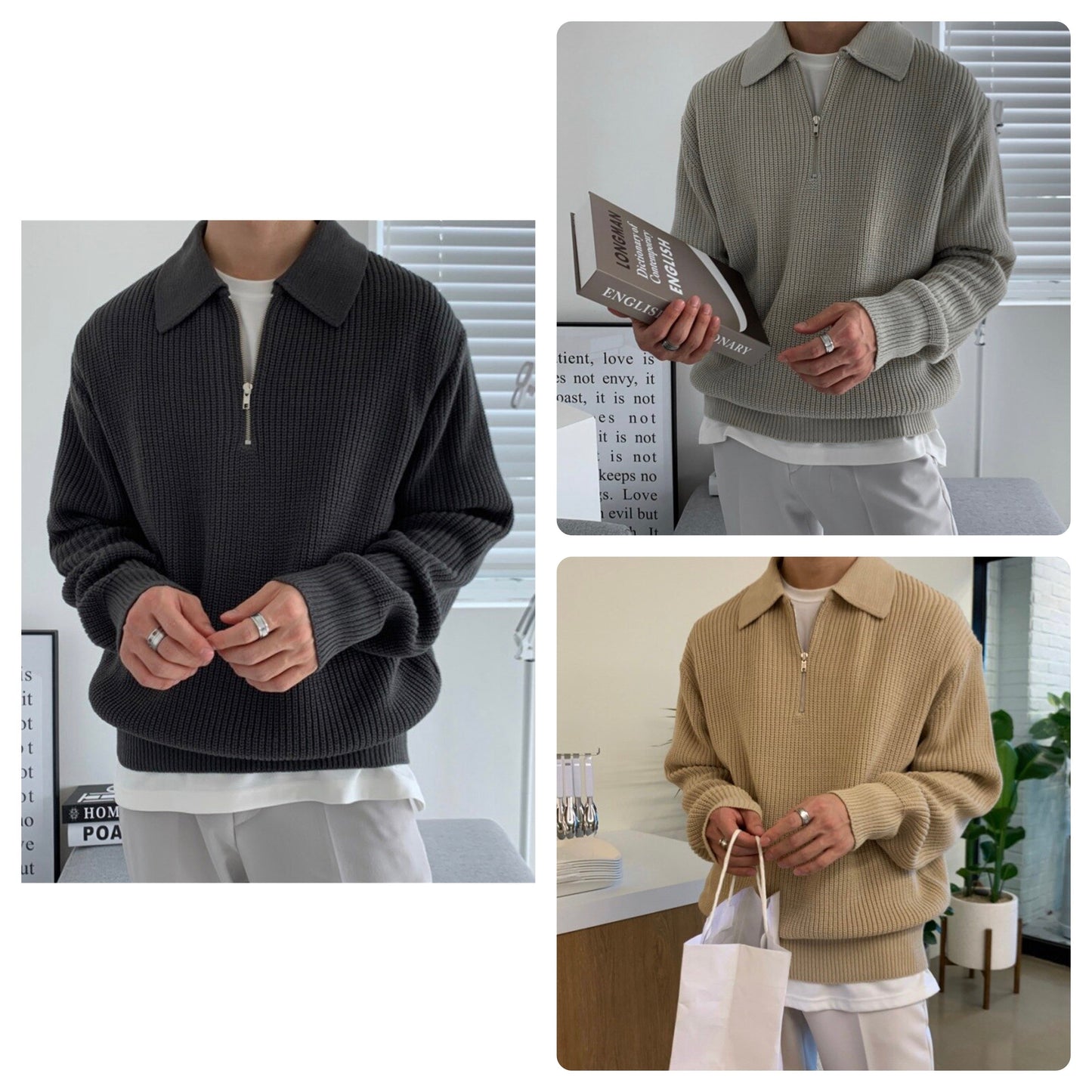 Herrsweatshirt med dragkedjekrage – Jonas