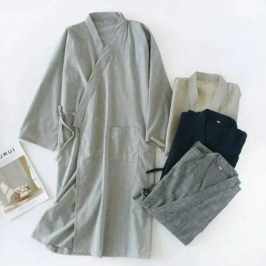 Japanese Kimono-Style Mens Dressing Gown - Blake