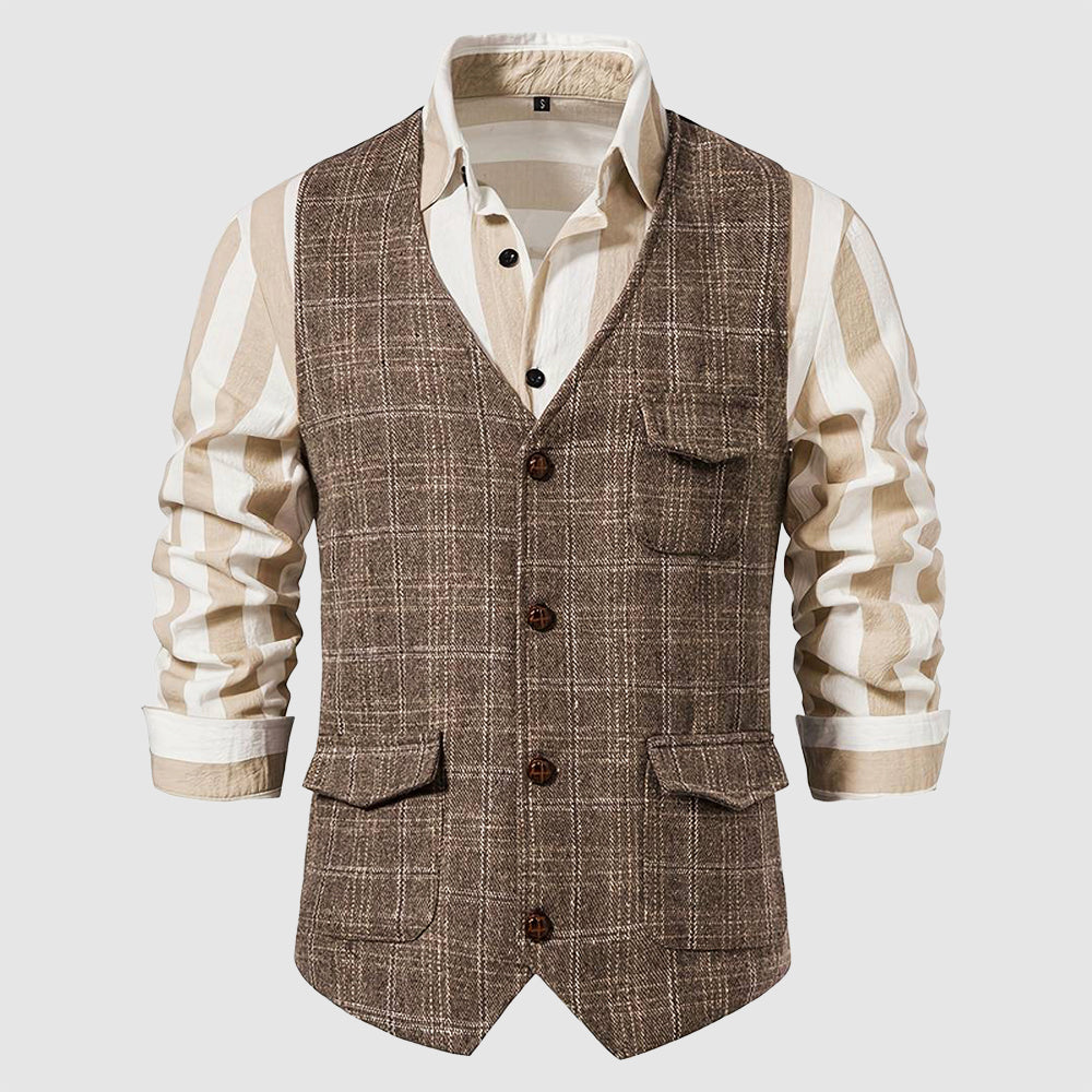 Vintage herrväst med rutmönster – Henri