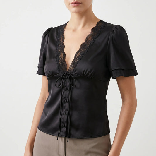 Lace Trim Blouse - Beverly