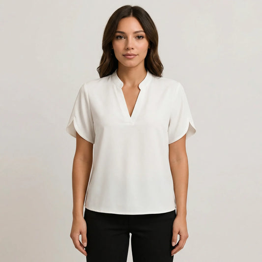 Leichte Kurzarm-Bluse Mit V-Ausschnitt - Susie