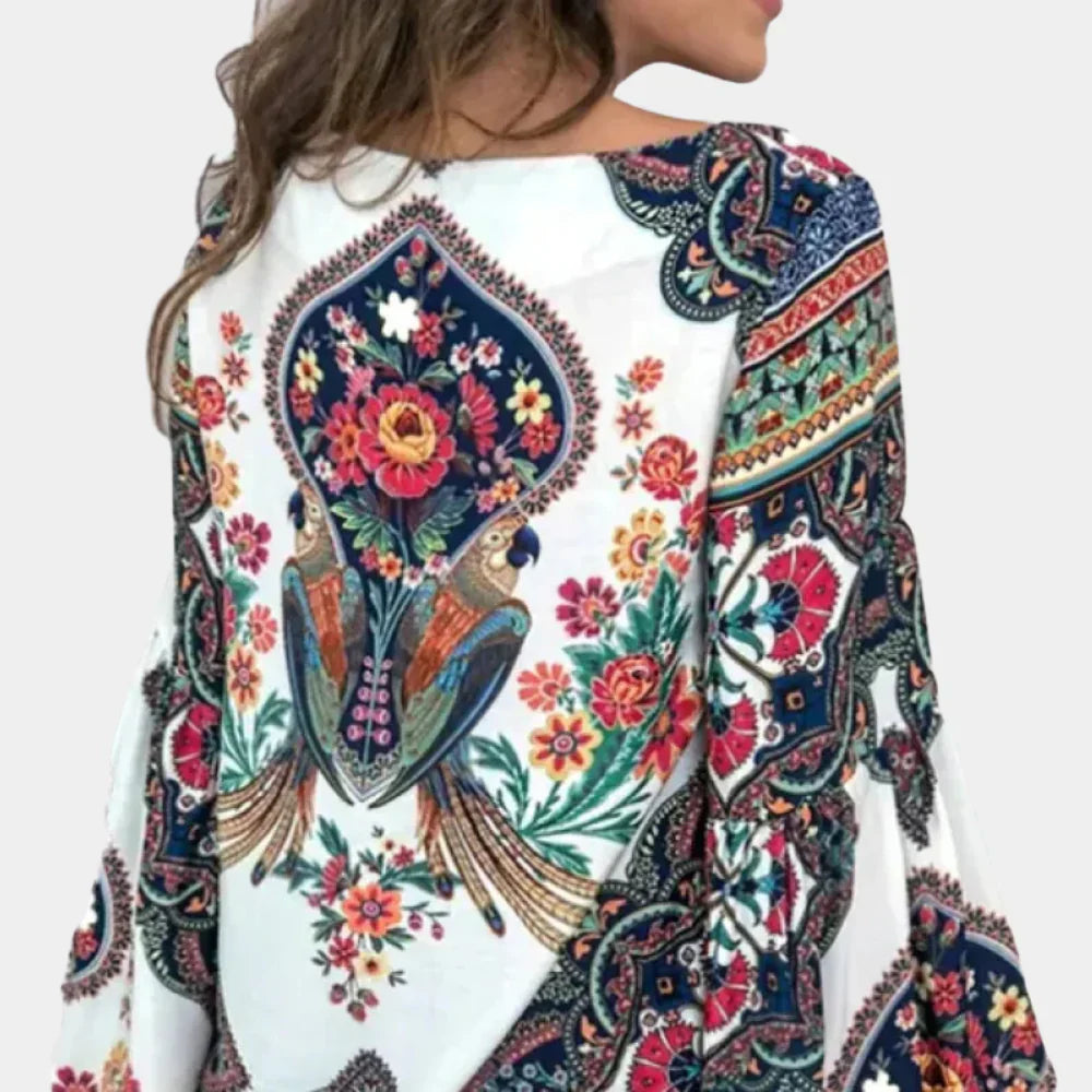 Höstlig damblus med blommönster – Isabelle