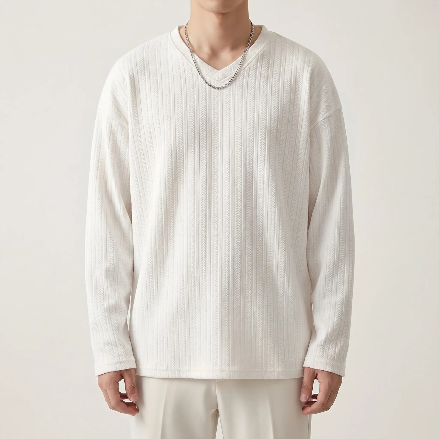 Loose Fit Long Sleeve V-Neck Tee - Steve