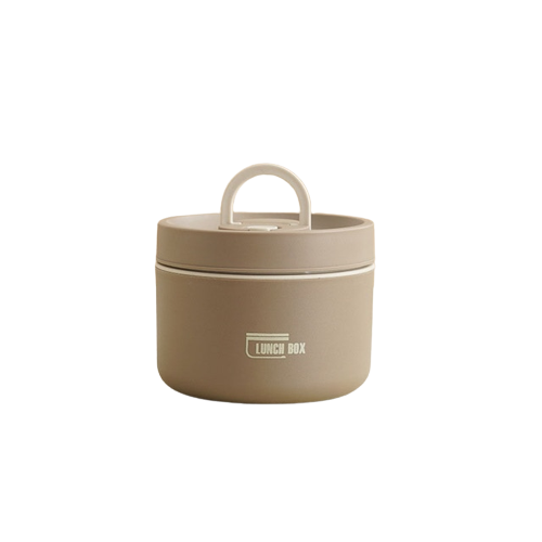 Braune Bento-Lunchbox, thermisch isoliert, tragbar, aus Edelstahl, japanischer Stil.