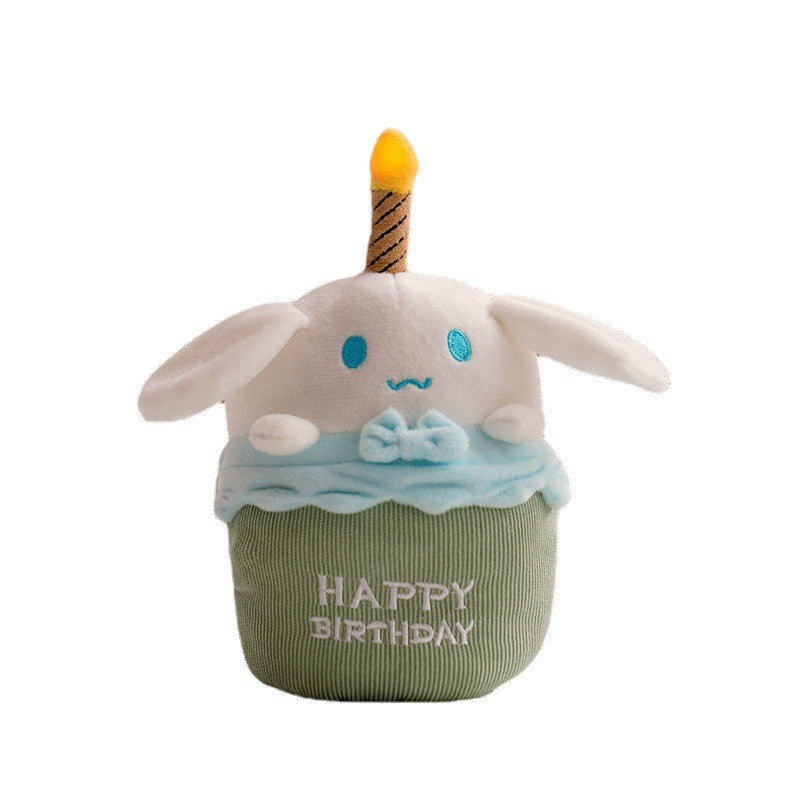Kawaii Plüschspielzeug Hase mit Kerze, Geburtstagsgeschenk, grün-weiß, süßes Design