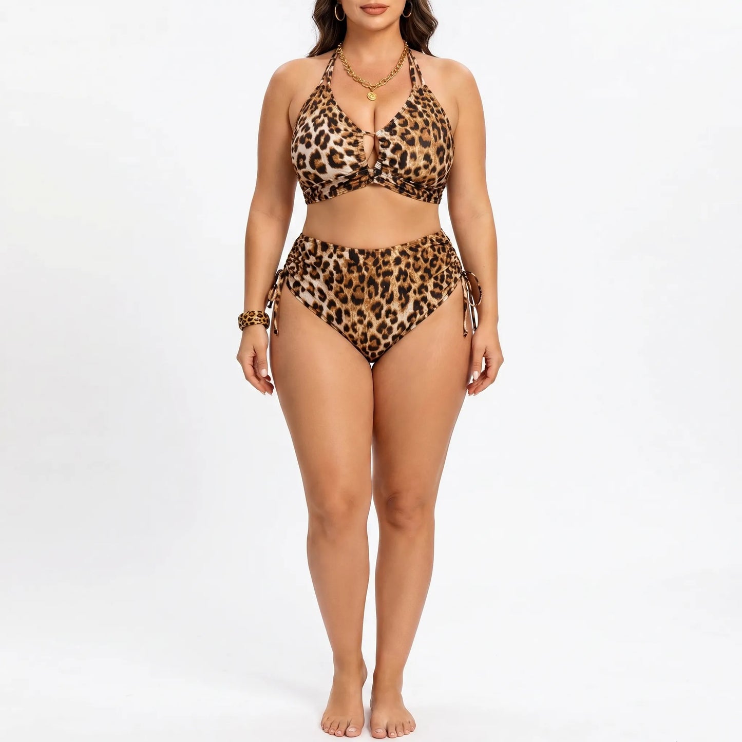 Plus Size Halter Bikini Set - Leticia