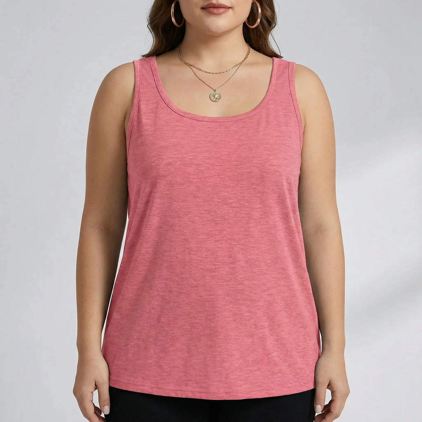 Plus Size Sleeveless U-Neck Tank Top - Lois