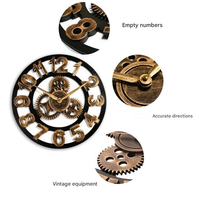 Retro industriell väggur i trä – Ironwood