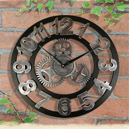 Retro industriell väggur i trä – Ironwood