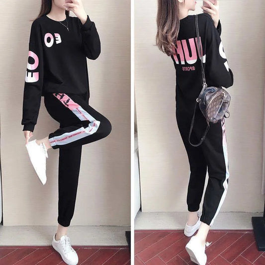 Träningsset för dam, tvådelat set med sweatshirt och byxor – Leona