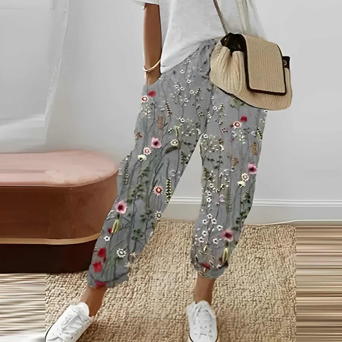 Boho dambyxor med höstligt lövmönster – Selina