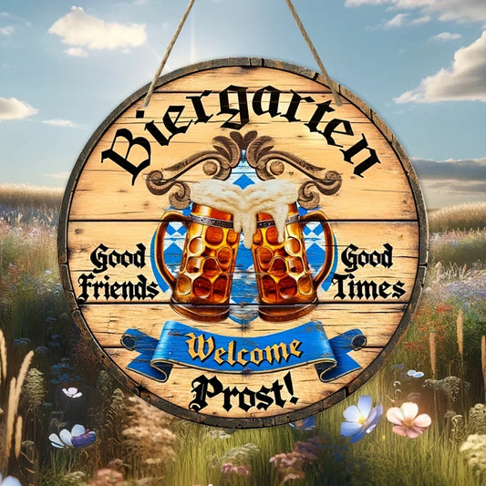 Metallisk väggskylt 'Biergarten Prost' – Prost-skylt Oktoberfest 2026