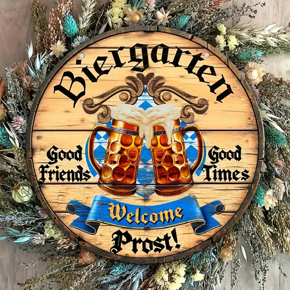 Metallisk väggskylt 'Biergarten Prost' – Prost-skylt Oktoberfest 2026