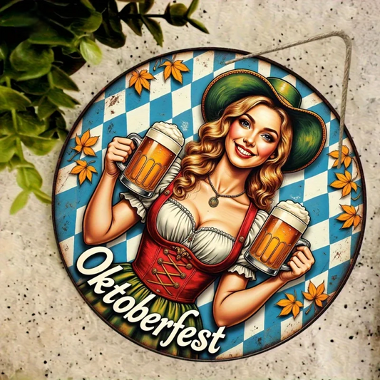 Rund väggdekoration "Oktoberfest-Madl" (20 cm) – BierMaid Art Oktoberfest 2026