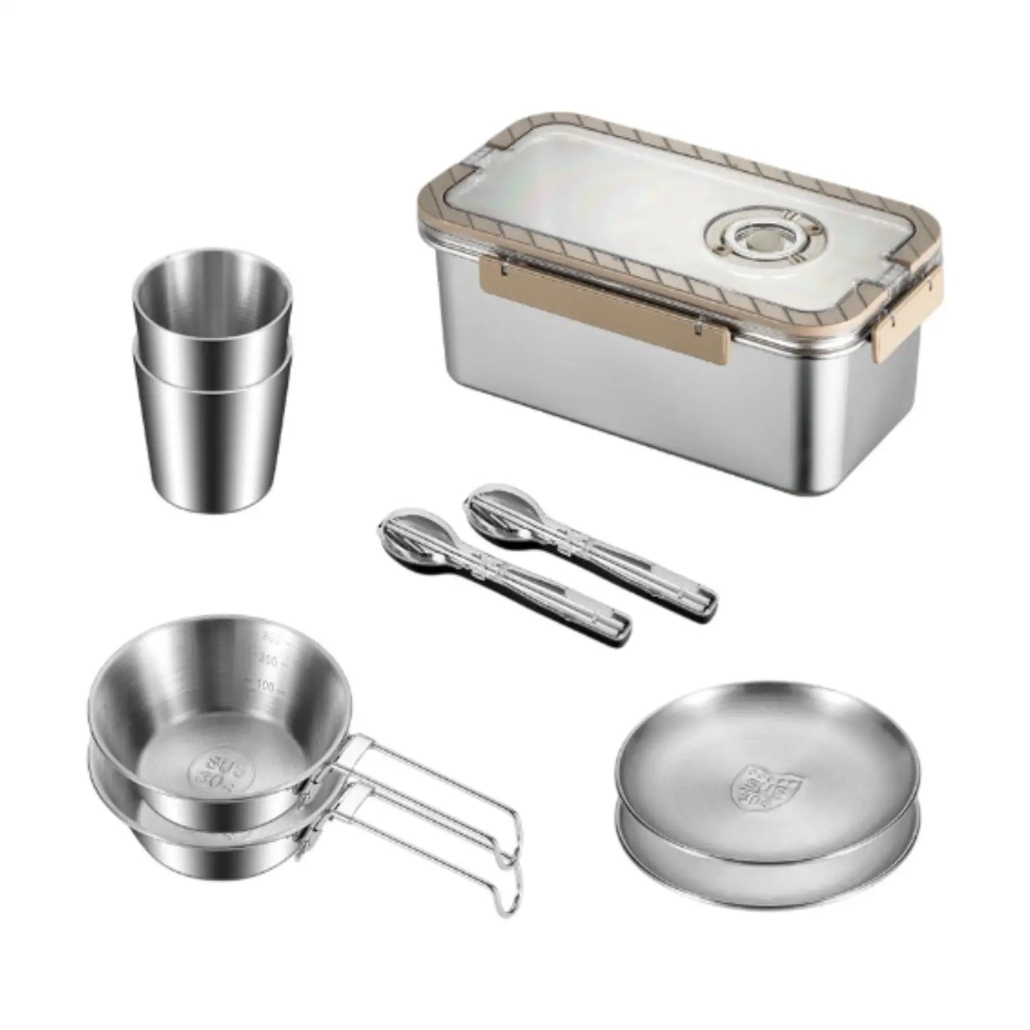 Campingservisset i rostfritt stål med förvaringsbox – CampSet