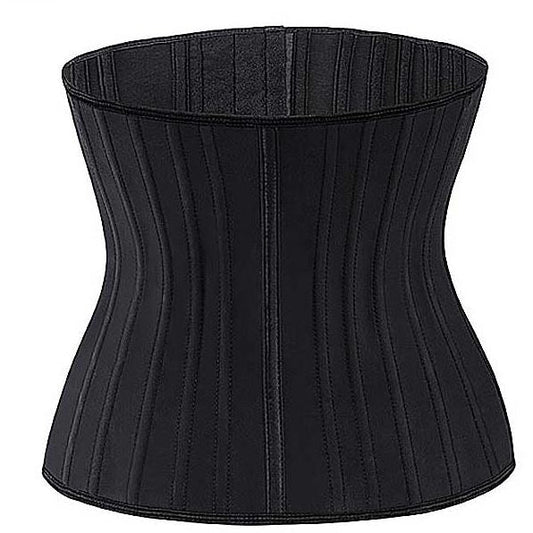 Schwarzes Taillenkorsett, formend, aus Stoff, für Damenmode und Figurbetonung.