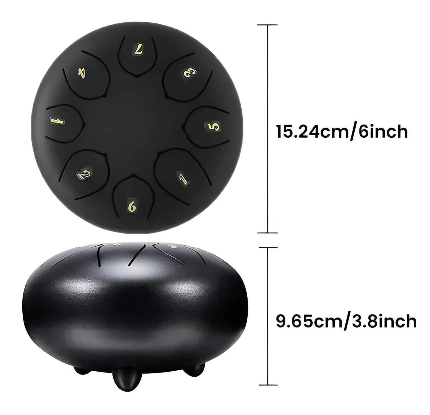 Schwarze Stahlzungentrommel, 15,24 cm, mit Tasche, ideal für Outdoor, Wasserfest, Elegare.