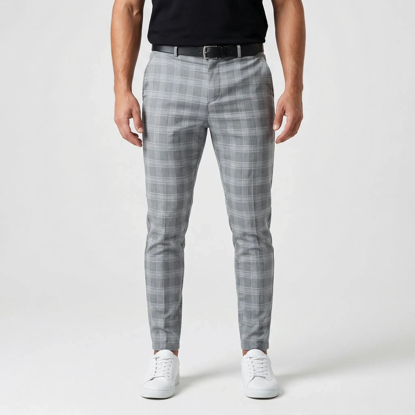 Slim Fit Cropped Check Trousers - Cornelius