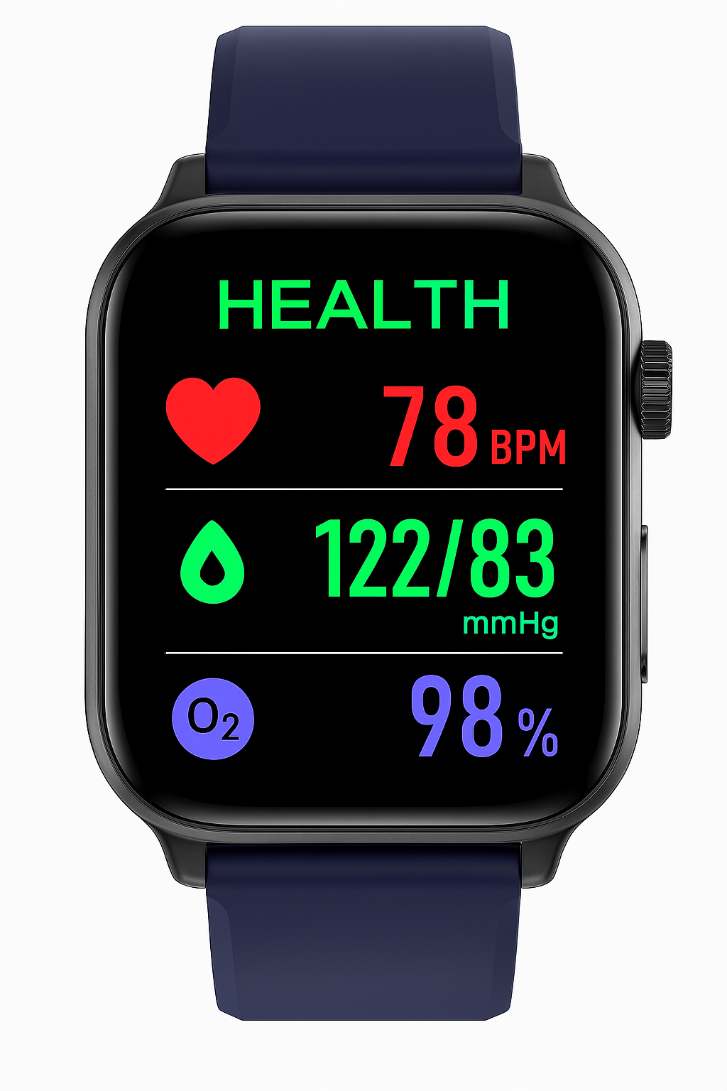 Smartklocka för hälsa och träning – EKG, blodtryck, pulsmätning – kompatibel med iOS och Android