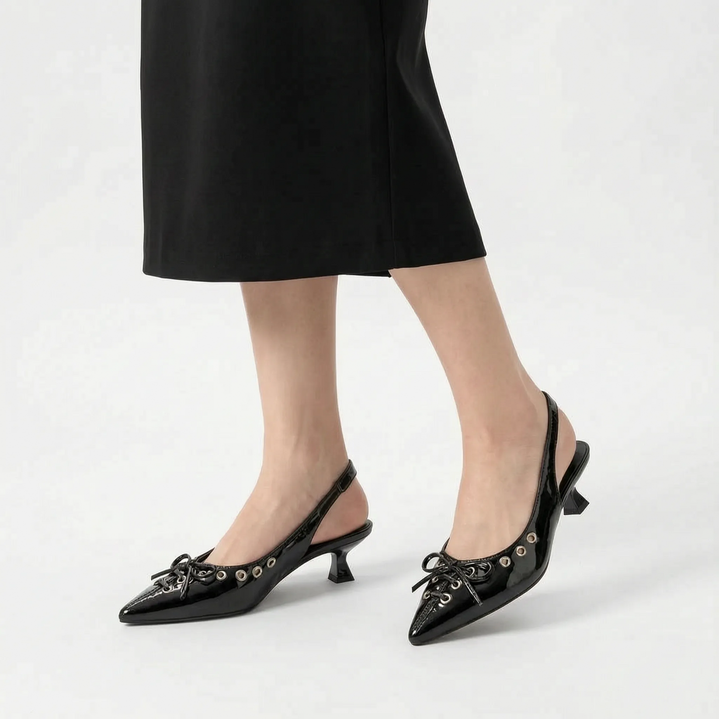 Spetsiga Slingback-Skor Med Låg Klack - Kristina