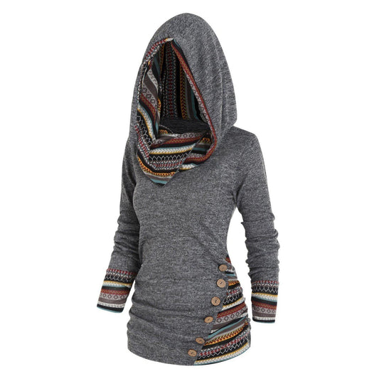 Höstlig damhoodie med tribal-mönster - Tavira