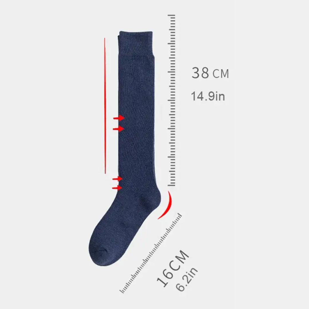 Dunkelblaue Kniestrümpfe, 38 cm lang, Baumwolle, bequem, atmungsaktiv, für Herren und Damen.