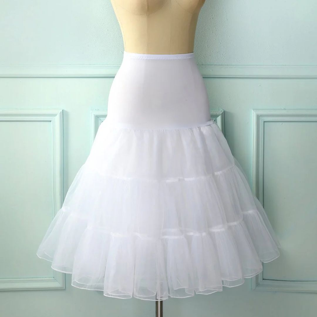 Weißer Tüll-Unterrock für Kleider, dreilagig, elegant, Damenmode, Hochzeit, Ballkleid.