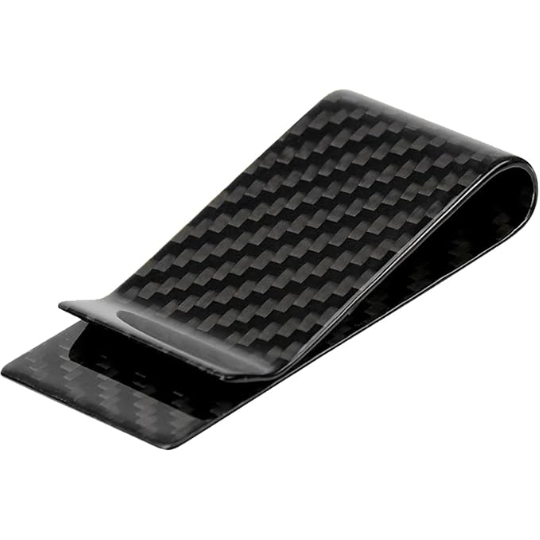 Schwarzer Carbonfaser-Geldclip, leicht, langlebig, minimalistisches Design, für Herren.