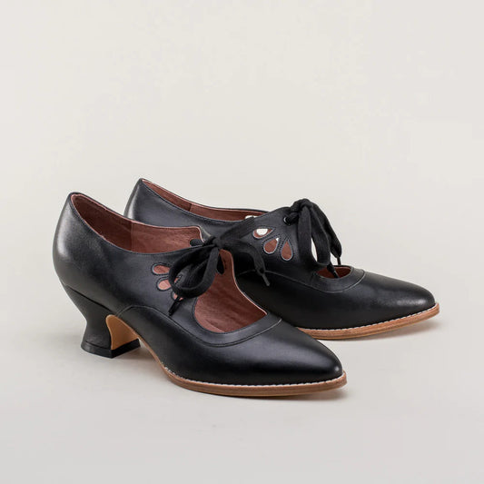 Vintage-Inspired Lace-Up Heeled Shoe - Virginia