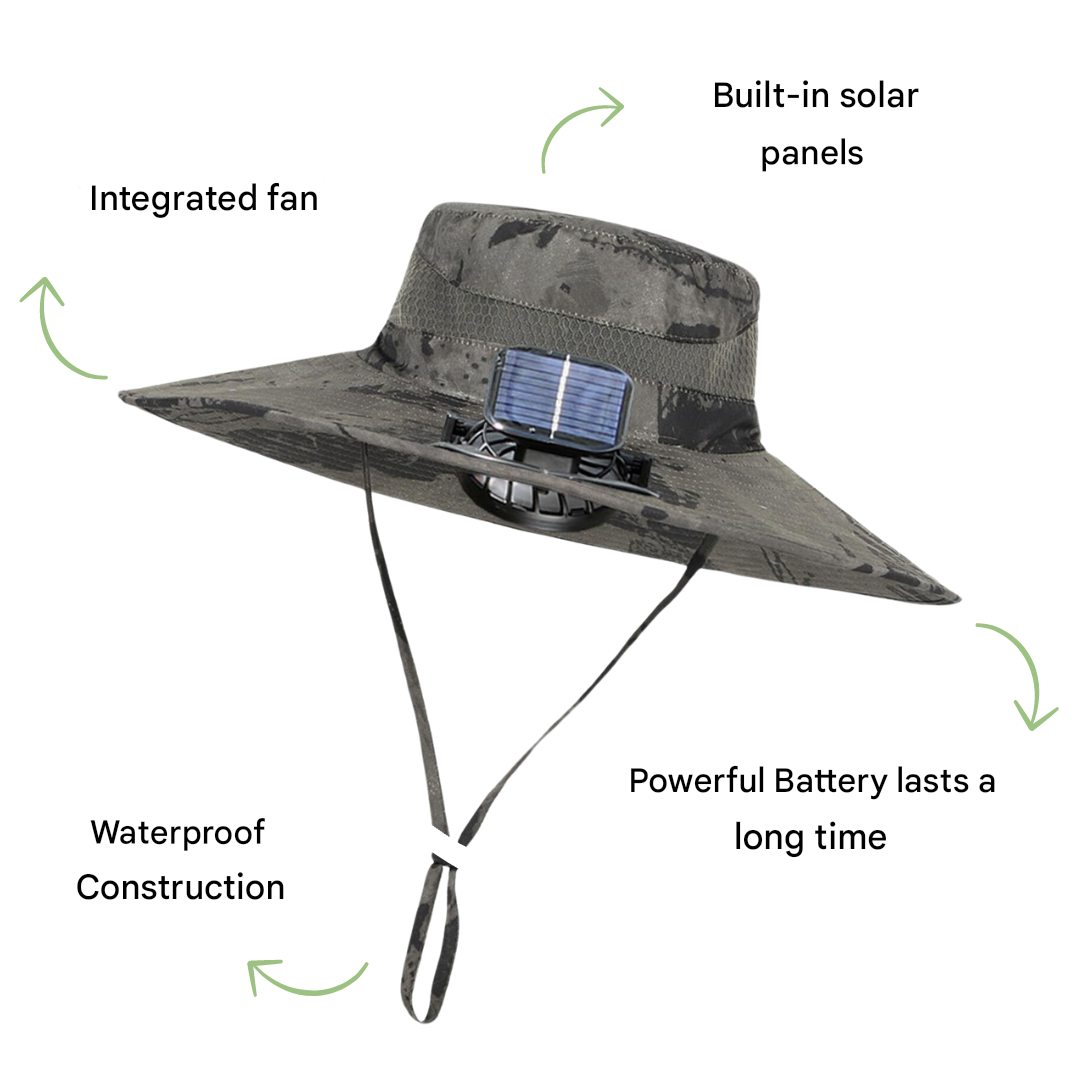 Utomhus solhatt med inbyggd fläkt – Sunbreeze