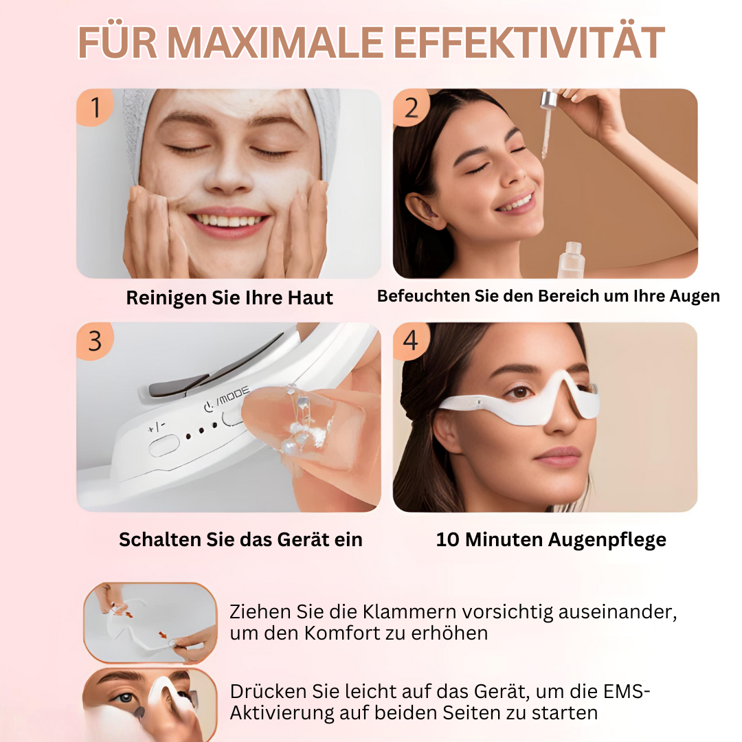 Augenpflegegerät, weiß, EMS-Technologie, Hautpflege, Anti-Aging, Augenbereich, Wellness.