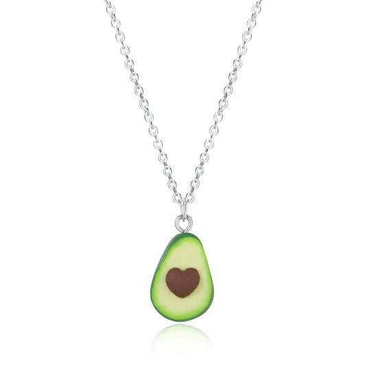 Silberkette mit Avocado-Anhänger, Herzdesign, Modeschmuck, Geschenkidee, Damenaccessoire