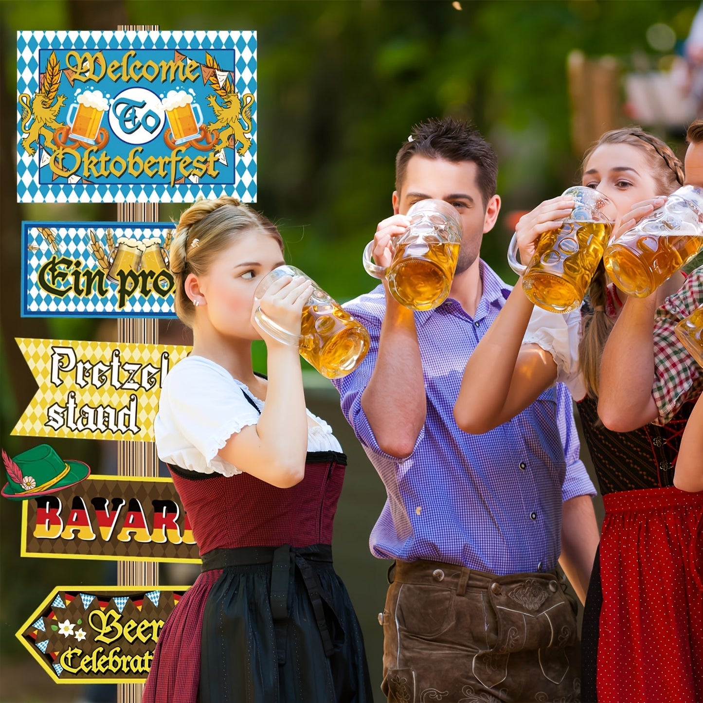 Oktoberfest Festdekoration skyltar 3 set (varje 10 stycken) – WiesnSkyltSet Oktoberfest 2026