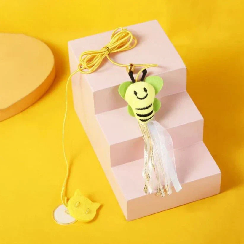 Gelbes Bienen-Handykabel mit Filzanhänger, niedliches Design, Geschenkidee für Kinder.