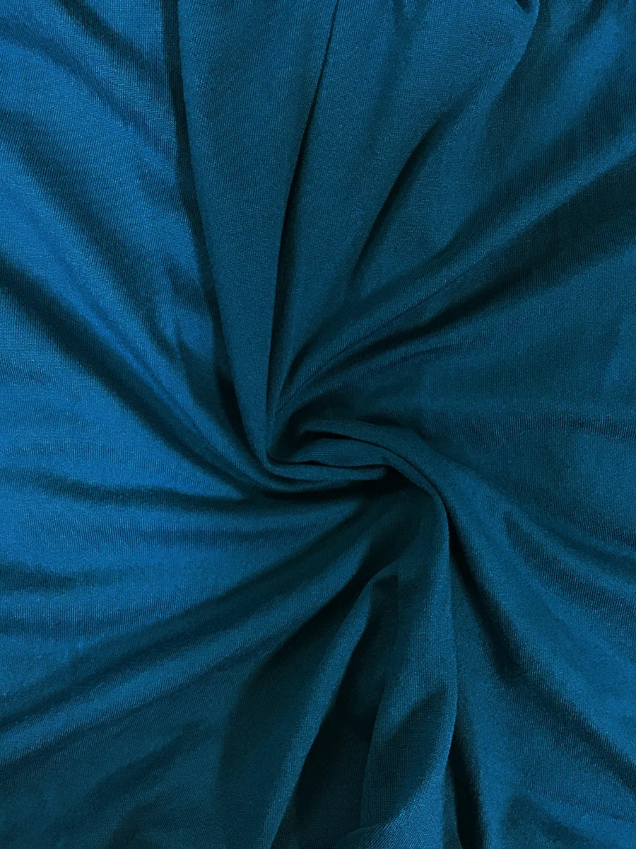 Blauer Baumwollstoff, weicher Jersey, ideal für Kleidung, hochwertiges Material, knitterfrei.