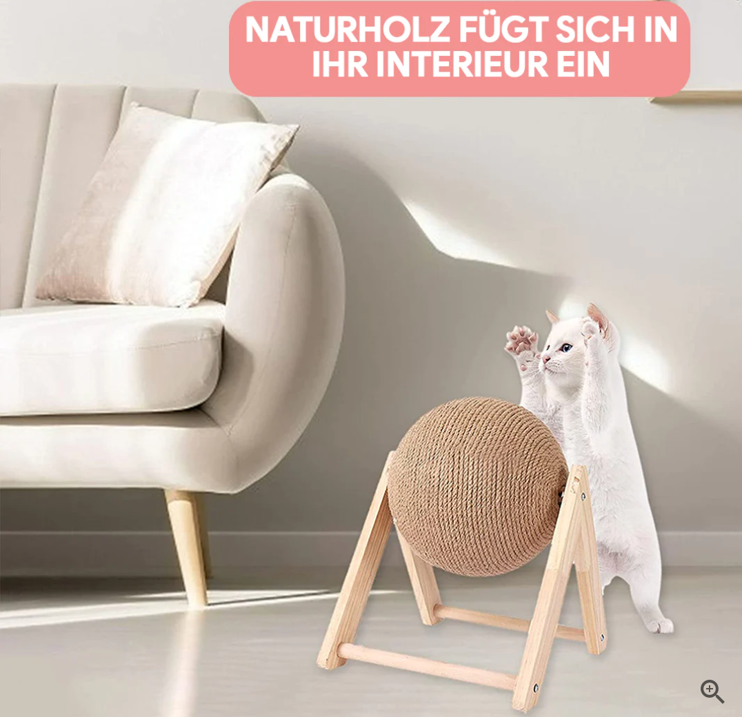 Katzen-Kratzbaum aus Naturholz, langlebig, schützt Möbel, ideal für Nagelpflege.