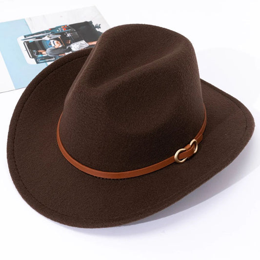 Brauner Filzhut mit Lederband, Westernstil, modisch, Herrenaccessoire, Outdoor, elegant.