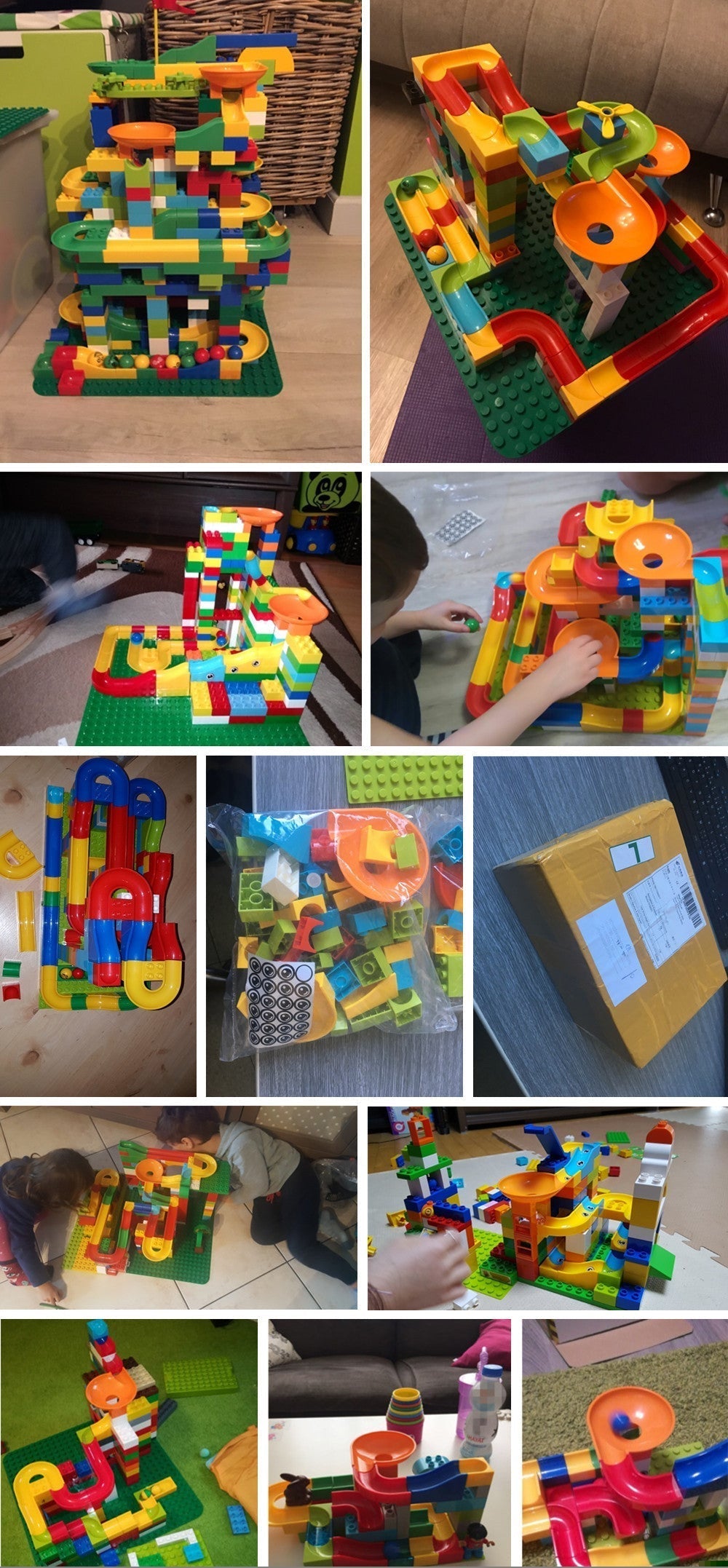 Bunte Murmelbahn aus Kunststoff, Bauklötze, Kinder-Spielzeug, Lernspiel, Indoor-Aktivität