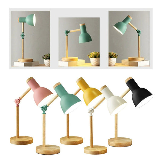 Bunte Schreibtischlampe aus Holz, verstellbar, in Pastellfarben, modernes Design.
