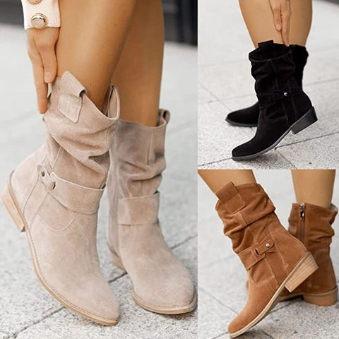 Damen Wildleder Stiefeletten, beige, schwarz, braun, modisch, bequem, Herbstmode.