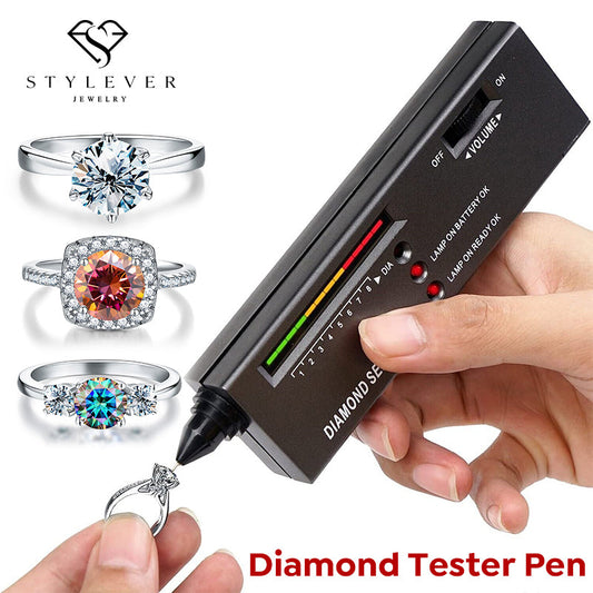 Diamantprüfstift mit LED-Anzeige, schwarz, für Schmuckbewertung, inklusive Ringe.