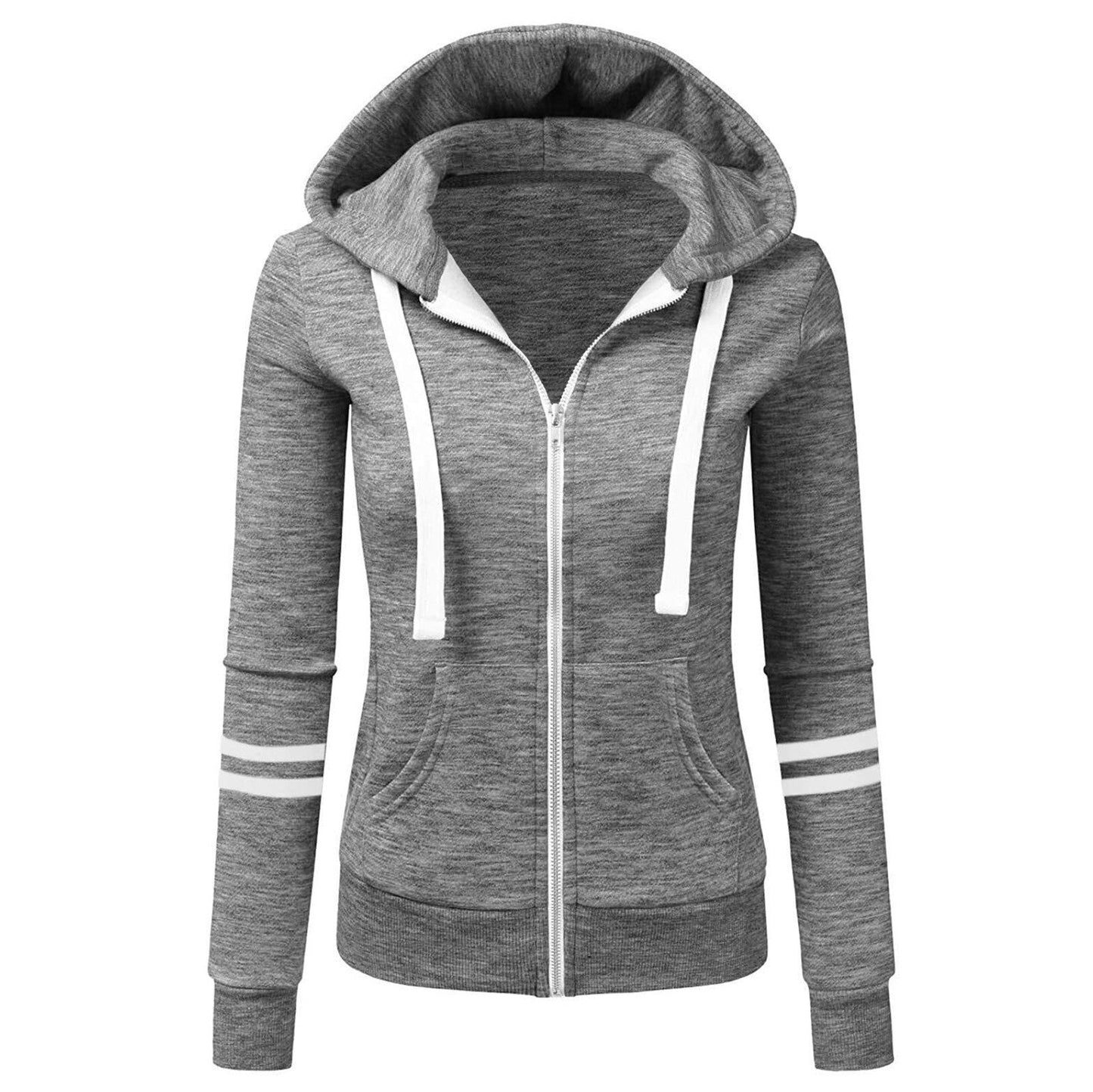 Dam-hoodie med huva och dragkedja i ull – Beatrice