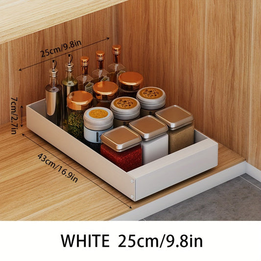 Weißes Küchenregal 25cm, Gewürz- und Ölflaschen, Holzoptik, platzsparend, modern.
