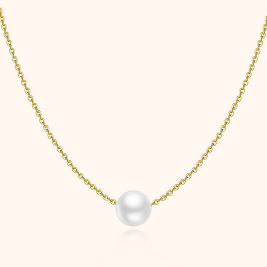 Goldene Halskette mit weißer Perle, eleganter Schmuck, Damenaccessoire, Geschenkidee.