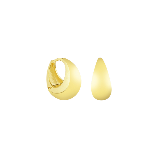 Goldene Creolen Ohrringe, Tropfenform, glänzend, modisches Schmuckstück für Damen.