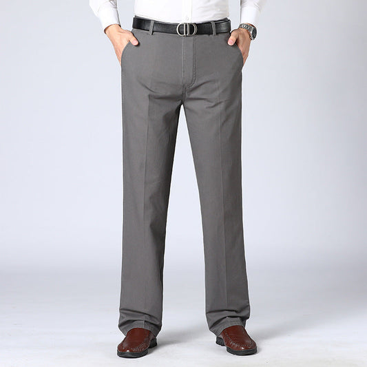 Graue Herren-Chinohose, elegant, Baumwolle, Business-Look, mit Gürtel, klassische Passform.
