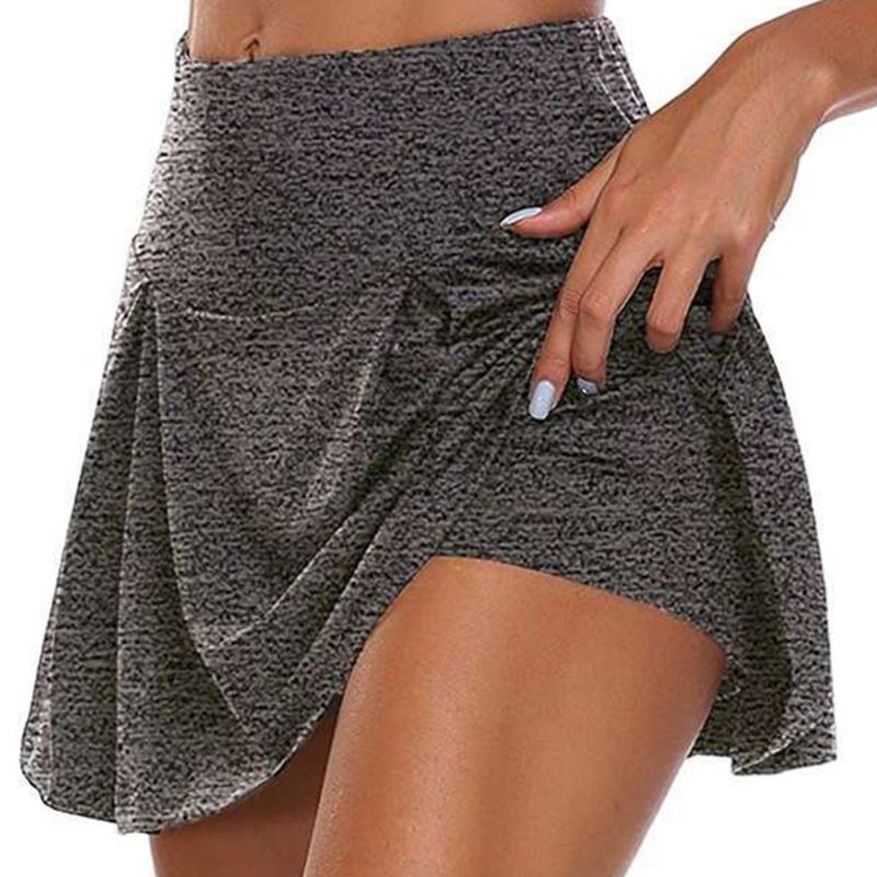 Damen-Sportrock, grau, elastisch, atmungsaktiv, ideal für Fitness und Freizeit.