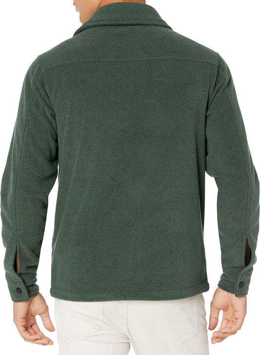 Grüne Fleecejacke für Herren, langärmelig, warm, ideal für Outdoor-Aktivitäten.
