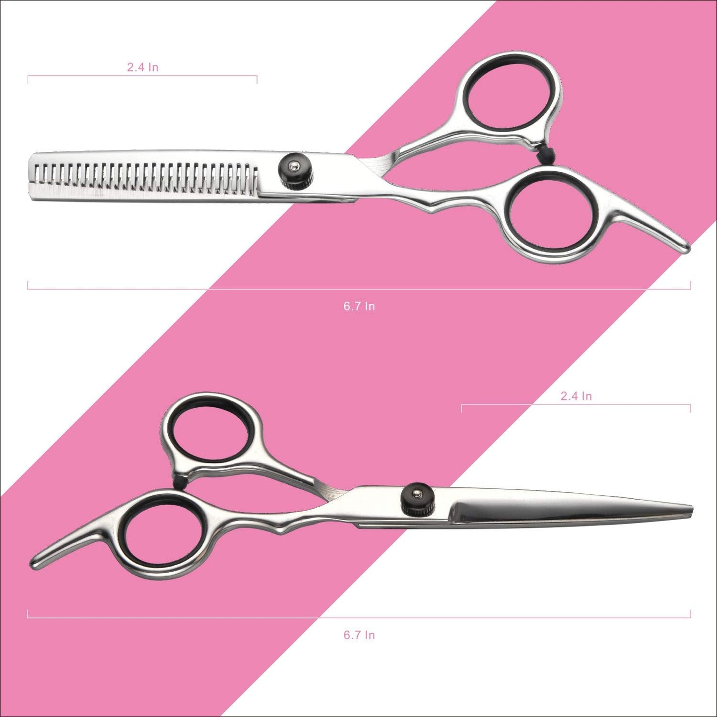 Friseurschere Set, Edelstahl, silber, ergonomisch, Haarschneideschere und Effilierschere.