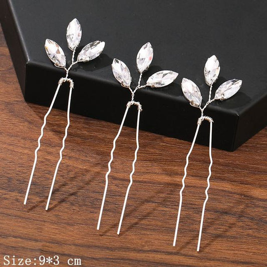 Haarspangen mit Perlen und Strass, Blumen-Design, silber, Hochzeit, Damen-Accessoires.